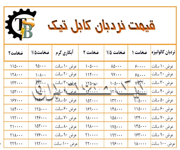 لیست قیمت نردبان کابل گالوانیزه